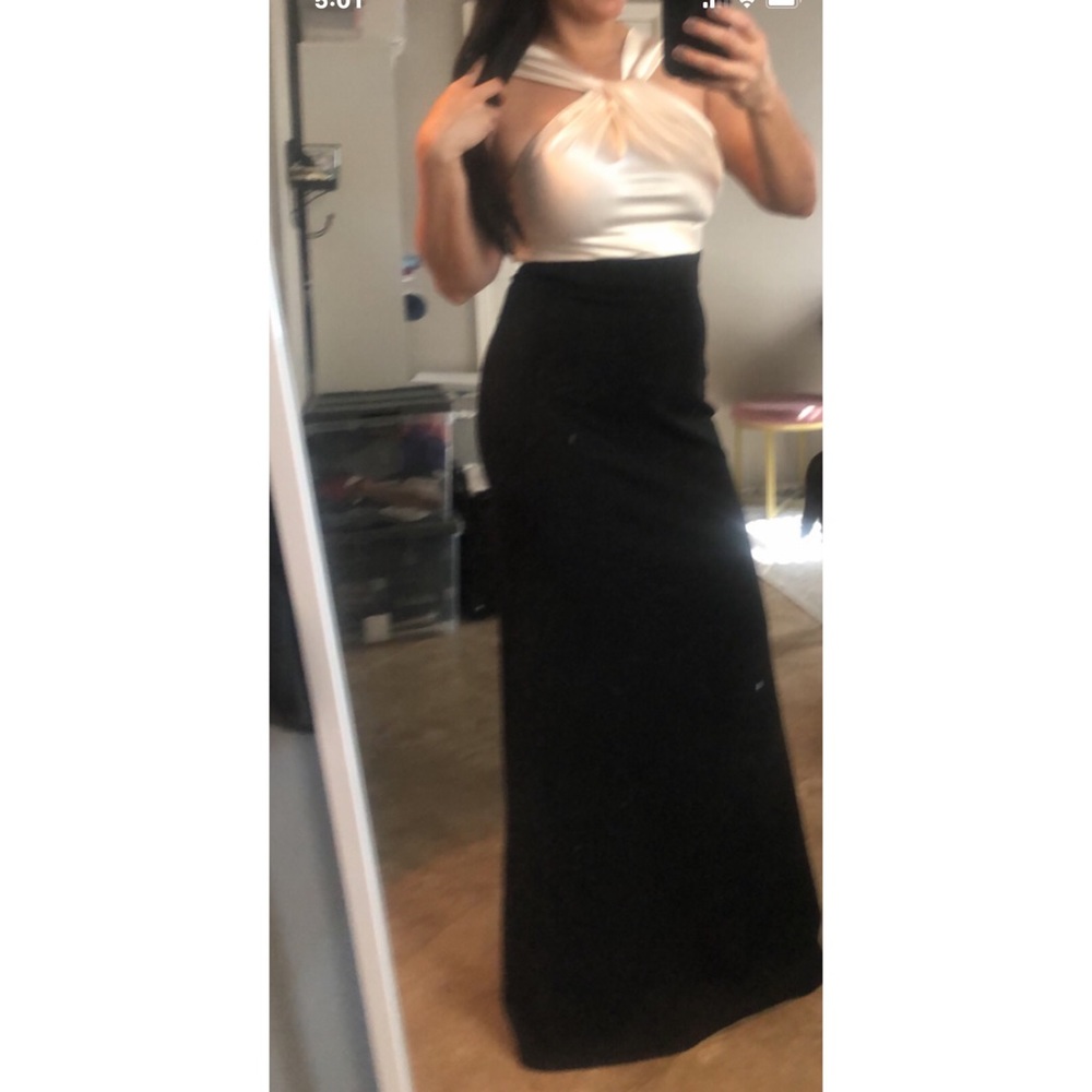 Eliza J Twist Front Satin Bodice Evening Dress